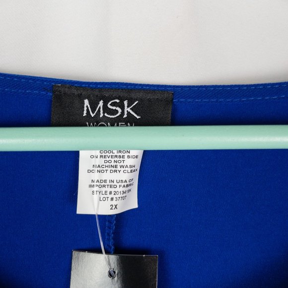 MSK Plus Size Faraj Embellished-Sleeve Crystal V Neck Formal Midi Dress Blue - Picture 4 of 6